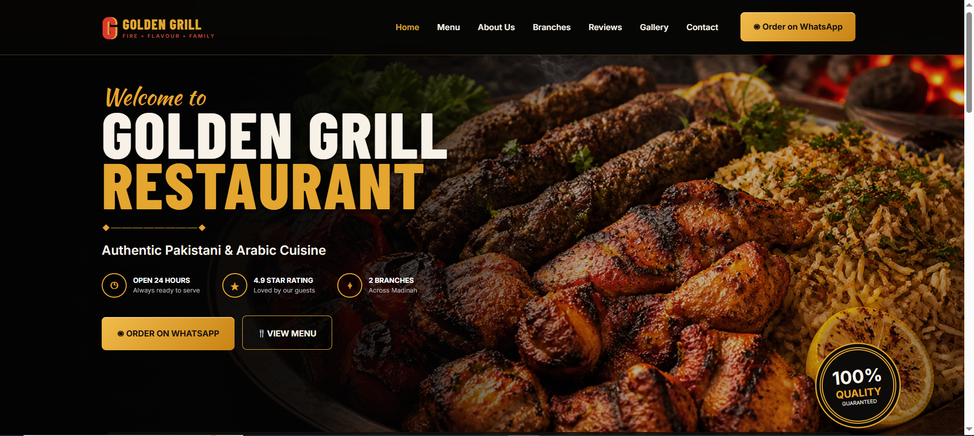 Golden Grill restaurant homepage screenshot